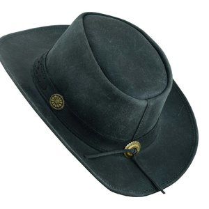 Real Leather Hats Western Style for Men and Women shapeable Brim vintage look